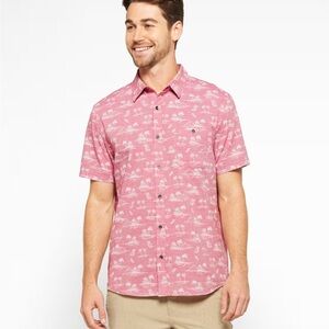 FLAG & ANTHEM, Island Print Slub Stripe Shirt,NWOT